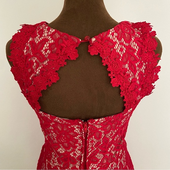 J’ai Ami Red Lace overlay sleeveless dress - Picture 6 of 9